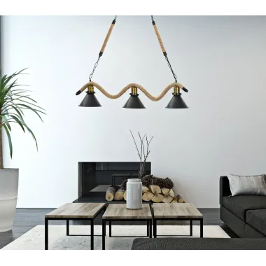 Lampa wisząca CUP/ROPE 3-punktowa 84x20x88 cm